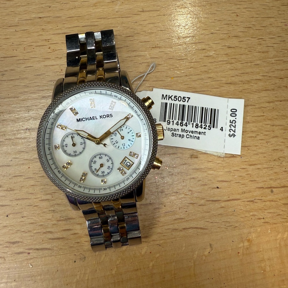 Michael Kors Two-Toned Women's Watch - Silver/Gold with Mother of Pearl Face